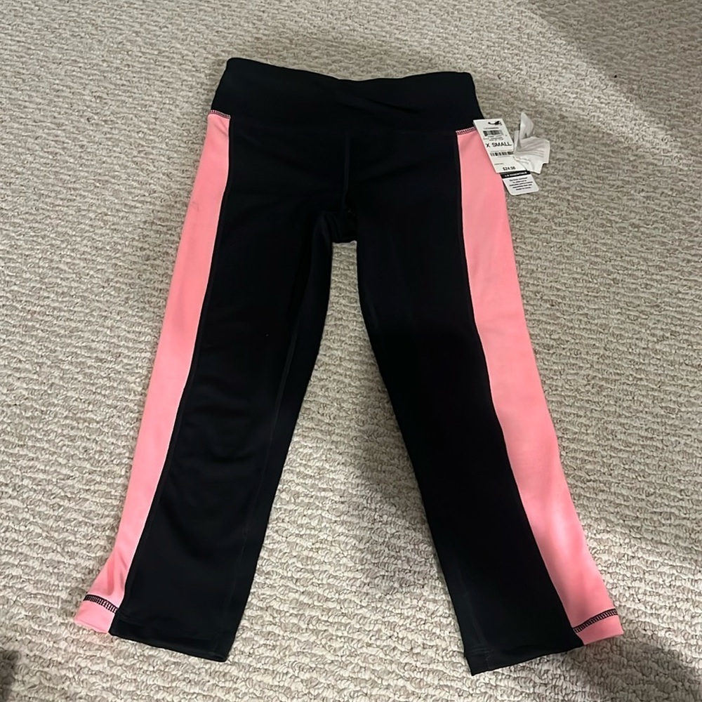 Ideology Black Leggings with Pink Side Panels